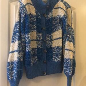 Jacket  window pane hand knit European yarns-